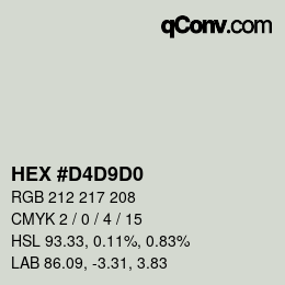 カラーコード: HEX #D4D9D0 | qconv.com