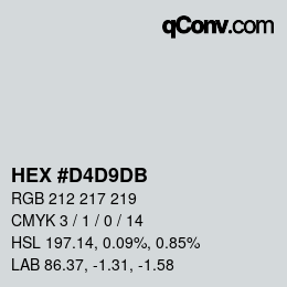 Color code: HEX #D4D9DB | qconv.com