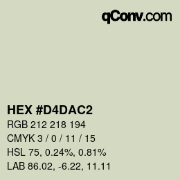 Color code: HEX #D4DAC2 | qconv.com