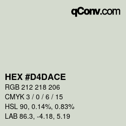 颜色代码: HEX #D4DACE | qconv.com