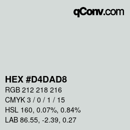 カラーコード: HEX #D4DAD8 | qconv.com
