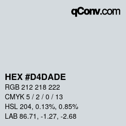 Color code: HEX #D4DADE | qconv.com