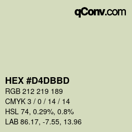 Código de color: HEX #D4DBBD | qconv.com