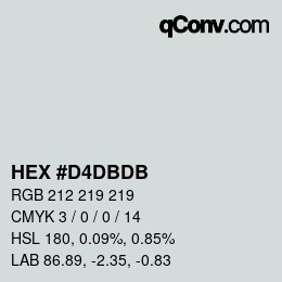 カラーコード: HEX #D4DBDB | qconv.com