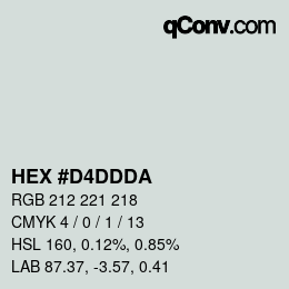 Color code: HEX #D4DDDA | qconv.com