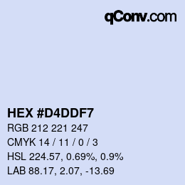 颜色代码: HEX #D4DDF7 | qconv.com