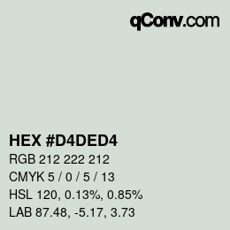 颜色代码: HEX #D4DED4 | qconv.com