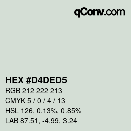 颜色代码: HEX #D4DED5 | qconv.com