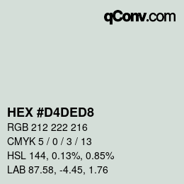 Color code: HEX #D4DED8 | qconv.com