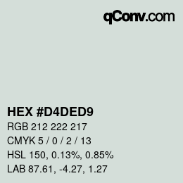 颜色代码: HEX #D4DED9 | qconv.com