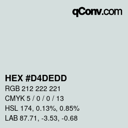 カラーコード: HEX #D4DEDD | qconv.com