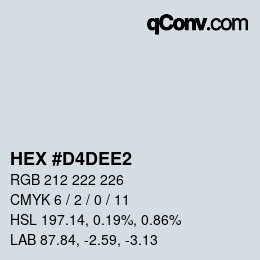 Color code: HEX #D4DEE2 | qconv.com