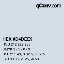 カラーコード: HEX #D4DEE9 | qconv.com