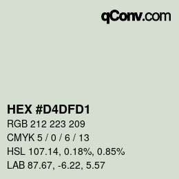 カラーコード: HEX #D4DFD1 | qconv.com