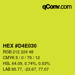 Farbcode: HEX #D4E030 | qconv.com
