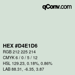 Color code: HEX #D4E1D6 | qconv.com