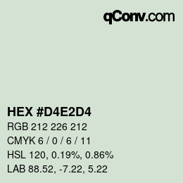 Color code: HEX #D4E2D4 | qconv.com