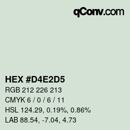 カラーコード: HEX #D4E2D5 | qconv.com