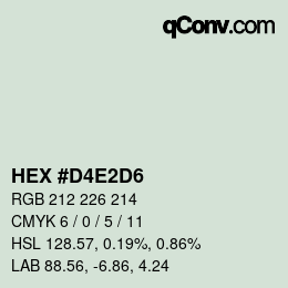 颜色代码: HEX #D4E2D6 | qconv.com