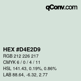 Color code: HEX #D4E2D9 | qconv.com