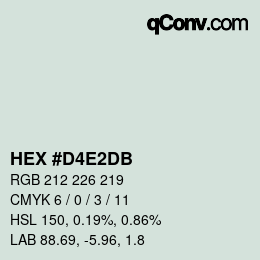 Color code: HEX #D4E2DB | qconv.com