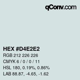 カラーコード: HEX #D4E2E2 | qconv.com