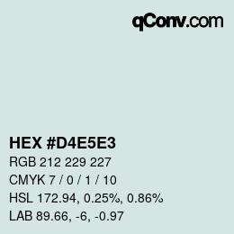 Farbcode: HEX #D4E5E3 | qconv.com