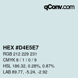 Farbcode: HEX #D4E5E7 | qconv.com