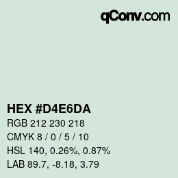 Color code: HEX #D4E6DA | qconv.com