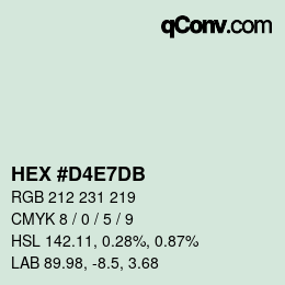 カラーコード: HEX #D4E7DB | qconv.com