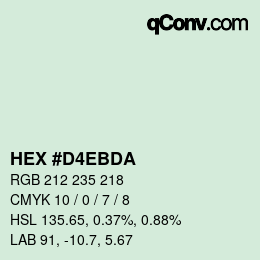 カラーコード: HEX #D4EBDA | qconv.com