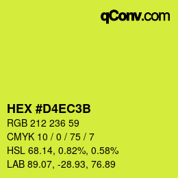 カラーコード: HEX #D4EC3B | qconv.com