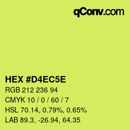 カラーコード: HEX #D4EC5E | qconv.com