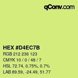 カラーコード: HEX #D4EC7B | qconv.com