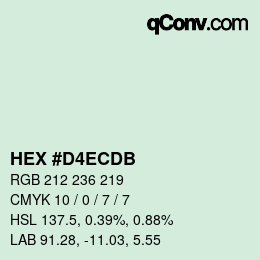 カラーコード: HEX #D4ECDB | qconv.com