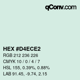 カラーコード: HEX #D4ECE2 | qconv.com