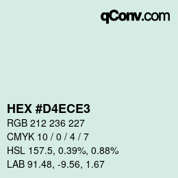 カラーコード: HEX #D4ECE3 | qconv.com