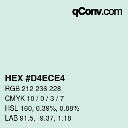 カラーコード: HEX #D4ECE4 | qconv.com