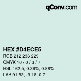 カラーコード: HEX #D4ECE5 | qconv.com