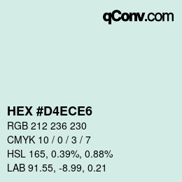 Color code: HEX #D4ECE6 | qconv.com