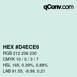 カラーコード: HEX #D4ECE6 | qconv.com