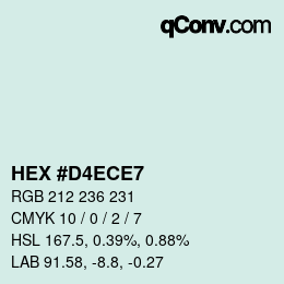 カラーコード: HEX #D4ECE7 | qconv.com