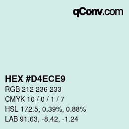 Color code: HEX #D4ECE9 | qconv.com