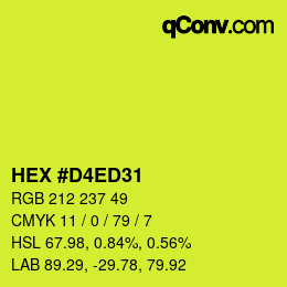颜色代码: HEX #D4ED31 | qconv.com
