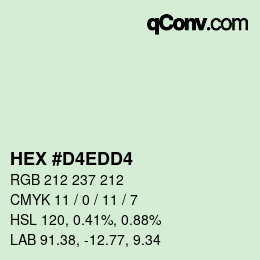 颜色代码: HEX #D4EDD4 | qconv.com