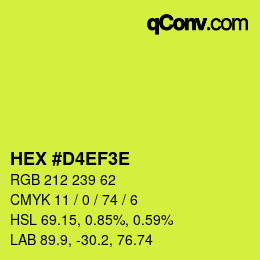 Color code: HEX #D4EF3E | qconv.com