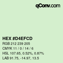 颜色代码: HEX #D4EFCD | qconv.com