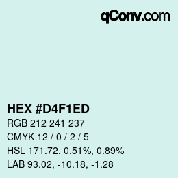 カラーコード: HEX #D4F1ED | qconv.com