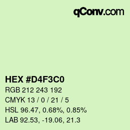 Color code: HEX #D4F3C0 | qconv.com