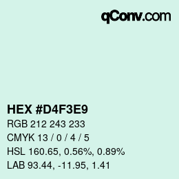Color code: HEX #D4F3E9 | qconv.com
